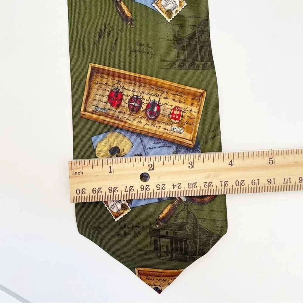Vintage novelty Silk tie geography teacher history travel biology science artsy